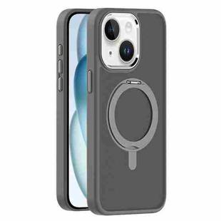 For iPhone 15 Skin Feel Frosted MagSafe Magnetic Rotating Holder Phone Case(Dark Grey)