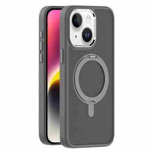 For iPhone 14 Skin Feel Frosted MagSafe Magnetic Rotating Holder Phone Case(Dark Grey)