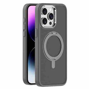 For iPhone 14 Pro Skin Feel Frosted MagSafe Magnetic Rotating Holder Phone Case(Dark Grey)