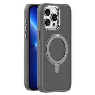 For iPhone 13 Pro Skin Feel Frosted MagSafe Magnetic Rotating Holder Phone Case(Dark Grey)