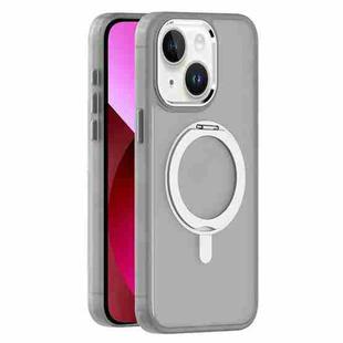 For iPhone 13 Skin Feel Frosted MagSafe Magnetic Rotating Holder Phone Case(Light Grey)