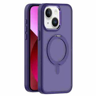 For iPhone 13 Skin Feel Frosted MagSafe Magnetic Rotating Holder Phone Case(Purple)