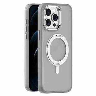 For iPhone 12 Pro Max Skin Feel Frosted MagSafe Magnetic Rotating Holder Phone Case(Light Grey)