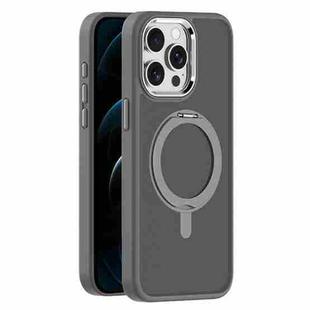 For iPhone 12 Pro Skin Feel Frosted MagSafe Magnetic Rotating Holder Phone Case(Dark Grey)