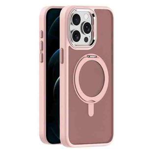 For iPhone 12 Pro Skin Feel Frosted MagSafe Magnetic Rotating Holder Phone Case(Pink)