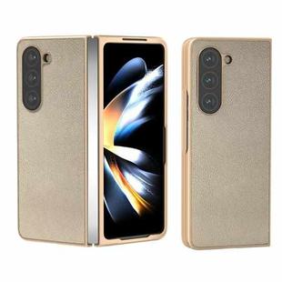 For Samsung Galaxy Z Fold6 Skin Feel PU Leather Full Coverage Phone Case(Gold)