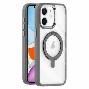 For iPhone 11 Transparent MagSafe Magnetic Rotating Holder Phone Case(Light Grey)