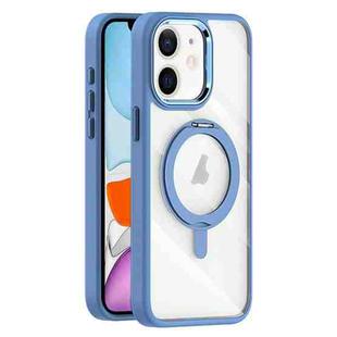 For iPhone 11 Transparent MagSafe Magnetic Rotating Holder Phone Case(Light Blue)