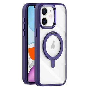 For iPhone 11 Transparent MagSafe Magnetic Rotating Holder Phone Case(Purple)