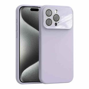 For iPhone 15 Pro Max Large Window Acrylic Lens Film + Liquid Silicone Full Coverage Phone Case(Purple)