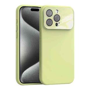 For iPhone 15 Pro Large Window Acrylic Lens Film + Liquid Silicone Full Coverage Phone Case(Milk Yellow)