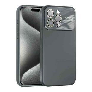 For iPhone 15 Pro Large Window Acrylic Lens Film + Liquid Silicone Full Coverage Phone Case(Gray)