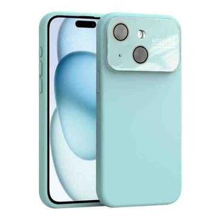 For iPhone 15 Plus Large Window Acrylic Lens Film + Liquid Silicone Full Coverage Phone Case(Sky Blue)