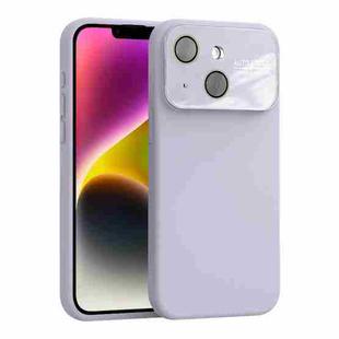 For iPhone 14 Plus Large Window Acrylic Lens Film + Liquid Silicone Full Coverage Phone Case(Purple)
