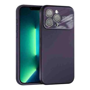 For iPhone 13 Pro Large Window Acrylic Lens Film + Liquid Silicone Full Coverage Phone Case(Dark Purple)