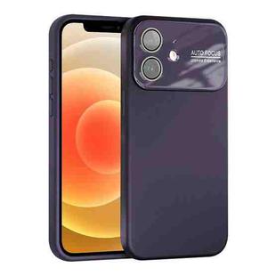 For iPhone 12 Large Window Acrylic Lens Film + Liquid Silicone Full Coverage Phone Case(Dark Purple)