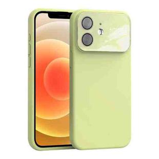 For iPhone 12 Large Window Acrylic Lens Film + Liquid Silicone Full Coverage Phone Case(Milk Yellow)