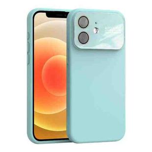 For iPhone 12 Large Window Acrylic Lens Film + Liquid Silicone Full Coverage Phone Case(Sky Blue)