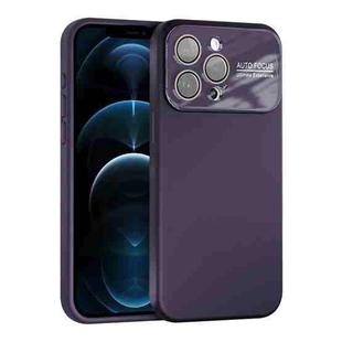 For iPhone 12 Pro Large Window Acrylic Lens Film + Liquid Silicone Full Coverage Phone Case(Dark Purple)