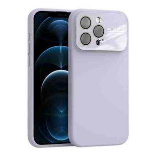 For iPhone 12 Pro Large Window Acrylic Lens Film + Liquid Silicone Full Coverage Phone Case(Purple)