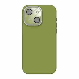 For iPhone 15 Plus Acrylic Lens Film + Liquid Silicone Full Coverage Phone Case(Willow Green)