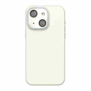 For iPhone 15 Acrylic Lens Film + Liquid Silicone Full Coverage Phone Case(White)