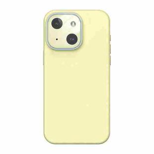 For iPhone 14 Plus Acrylic Lens Film + Liquid Silicone Full Coverage Phone Case(Milk Yellow)