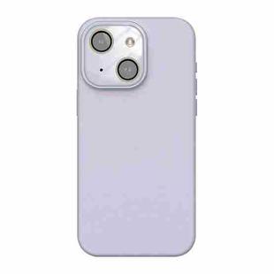 For iPhone 14 Plus Acrylic Lens Film + Liquid Silicone Full Coverage Phone Case(Purple)