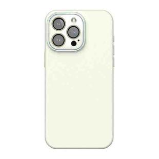 For iPhone 14 Pro Max Acrylic Lens Film + Liquid Silicone Full Coverage Phone Case(White)