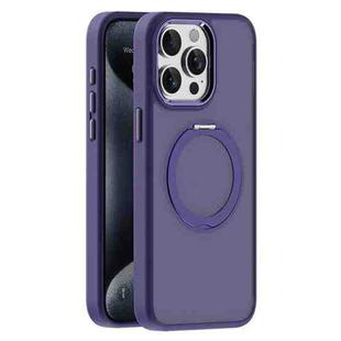 For iPhone 15 Pro Max Skin Feel Frosted MagSafe Magnetic Holder Phone Case(Purple)