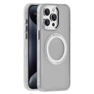 For iPhone 15 Pro Skin Feel Frosted MagSafe Magnetic Holder Phone Case(Light Grey)