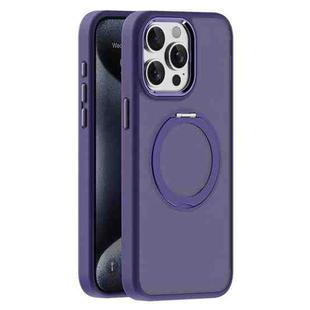 For iPhone 15 Pro Skin Feel Frosted MagSafe Magnetic Holder Phone Case(Purple)