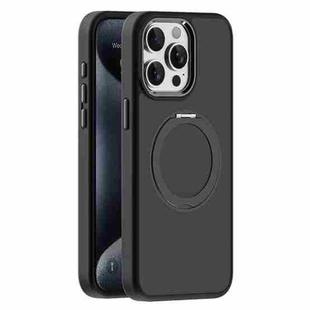 For iPhone 15 Pro Skin Feel Frosted MagSafe Magnetic Holder Phone Case(Black)