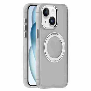 For iPhone 15 Plus Skin Feel Frosted MagSafe Magnetic Holder Phone Case(Light Grey)