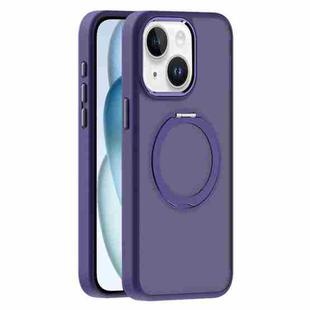 For iPhone 15 Skin Feel Frosted MagSafe Magnetic Holder Phone Case(Purple)