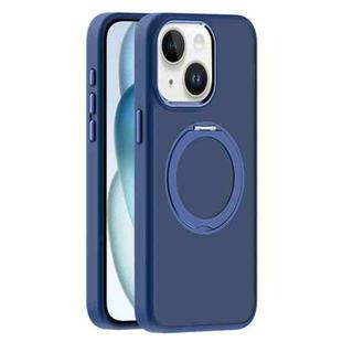 For iPhone 15 Skin Feel Frosted MagSafe Magnetic Holder Phone Case(Dark Blue)