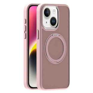 For iPhone 14 Plus Skin Feel Frosted MagSafe Magnetic Holder Phone Case(Pink)