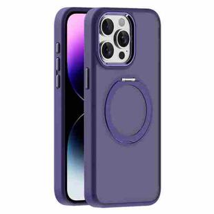 For iPhone 14 Pro Skin Feel Frosted MagSafe Magnetic Holder Phone Case(Purple)