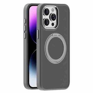 For iPhone 14 Pro Max Skin Feel Frosted MagSafe Magnetic Holder Phone Case(Dark Grey)