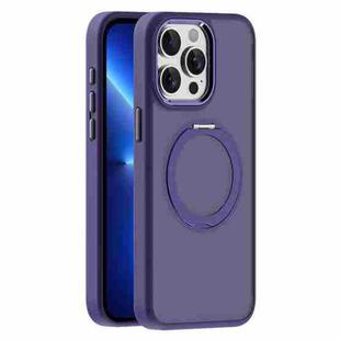 For iPhone 13 Pro Max Skin Feel Frosted MagSafe Magnetic Holder Phone Case(Purple)