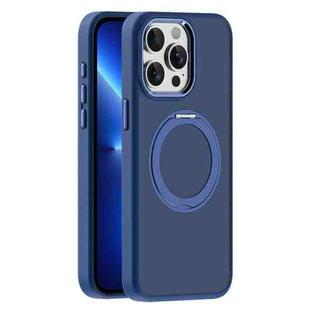 For iPhone 13 Pro Skin Feel Frosted MagSafe Magnetic Holder Phone Case(Dark Blue)