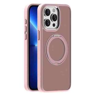 For iPhone 13 Pro Skin Feel Frosted MagSafe Magnetic Holder Phone Case(Pink)