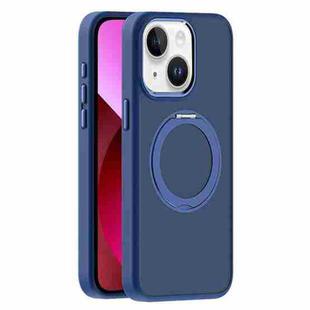 For iPhone 13 Skin Feel Frosted MagSafe Magnetic Holder Phone Case(Dark Blue)