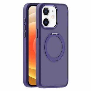 For iPhone 12 Skin Feel Frosted MagSafe Magnetic Holder Phone Case(Purple)