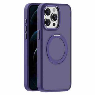 For iPhone 12 Pro Max Skin Feel Frosted MagSafe Magnetic Holder Phone Case(Purple)