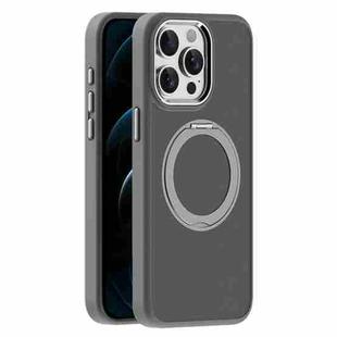 For iPhone 12 Pro Skin Feel Frosted MagSafe Magnetic Holder Phone Case(Dark Grey)