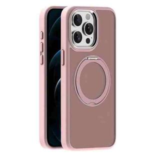 For iPhone 12 Pro Skin Feel Frosted MagSafe Magnetic Holder Phone Case(Pink)