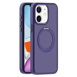 For iPhone 11 Skin Feel Frosted MagSafe Magnetic Holder Phone Case(Purple)