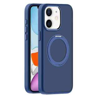 For iPhone 11 Skin Feel Frosted MagSafe Magnetic Holder Phone Case(Dark Blue)