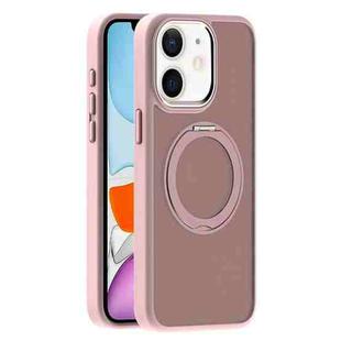 For iPhone 11 Skin Feel Frosted MagSafe Magnetic Holder Phone Case(Pink)